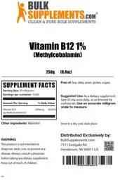 Label for Vitamin B12 1% (Methylcobalamin)