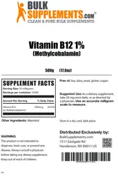 Label for Vitamin B12 1% (Methylcobalamin)