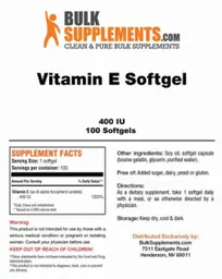 Label for Vitamin E Softgel 400 IU