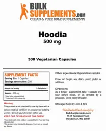 Label for Hoodia 500 mg