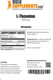 Label for L-Theanine (500 mg)