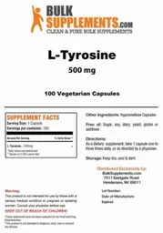 Label for L-Tyrosine 500 mg