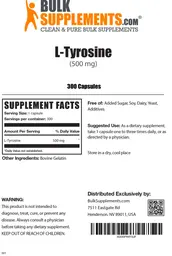 Label for L-Tyrosine (500 mg)