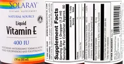 Label for Liquid Vitamin E 400 IU