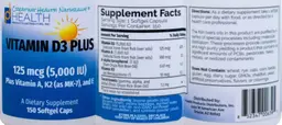 Label for Vitamin D3 Plus 125 mcg (5,000 IU)