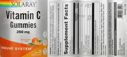 Label for Vitamin C Gummies 250 mg Natural Orange Flavor