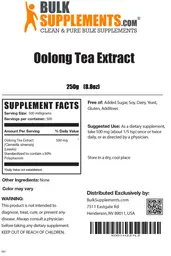 Label for Oolong Tea Extract