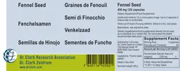 Label for Fennel Seed 450 mg