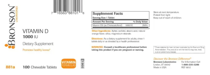 Label for Vitamin D 1000 IU