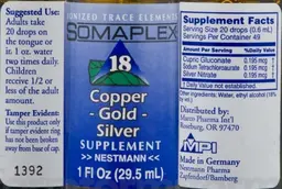 Label for Somaplex 18 Copper - Gold - Silver