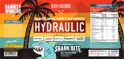 Label for Hydraulic Shark Bite Orange Mango Flavored