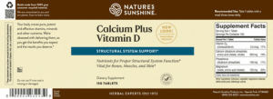 Label for Calcium plus Vitamin D