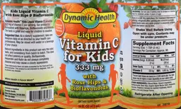 Label for Liquid Vitamin C for Kids 333 mg