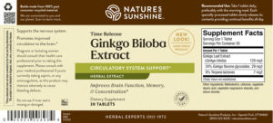 Time Release Ginkgo Biloba Extract