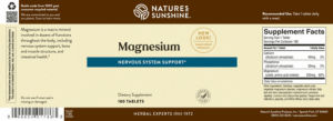 Label for Magnesium