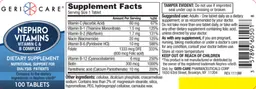 Label for Nephro Vitamins Vitamin C & B Complex