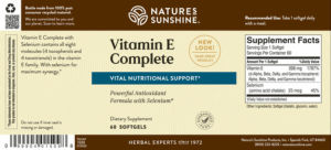 Label for Vitamin E Complete