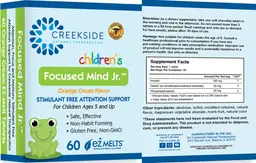 Label for Children's Focused Mind Jr. Orange Cream Flavor