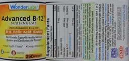 Label for Advanced B-12 Sublingual