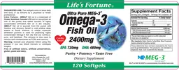 Label for Ultra Pure MEG-3 Omega-3 Fish Oil 2400 mg