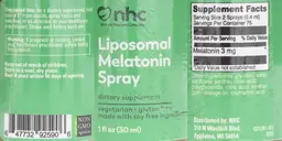Label for Liposomal Melatonin Spray