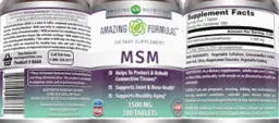 Label for MSM 1500 mg