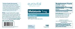 Label for Melatonin 1 mg