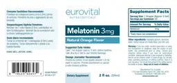 Label for Melatonin 3 mg Natural Orange Flavor