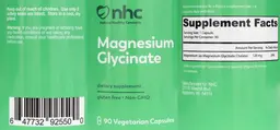 Label for Magnesium Glycinate