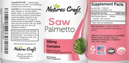 Label for Saw Palmetto 500 mg