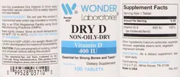 Label for Dry D 400 IU