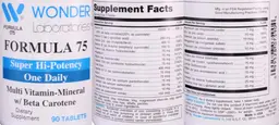 Label for Formula 75 Multi Vitamin-Mineral