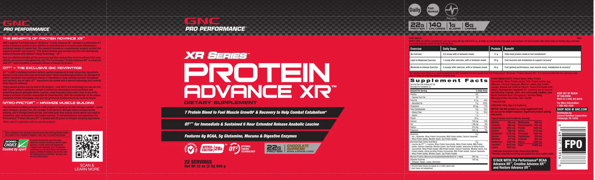 Label for Protein Advance XR Chocolate Supreme