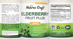 Label for Elderberry Fruit Plus 600 mg