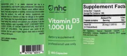 Label for Vitamin D3 1,000 IU