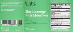 Label for Zinc Lozenge with Elderberry