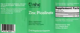 Label for Zinc Picolinate