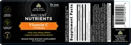 Label for Ancient Nutrients Vitamin C + Probiotics 900 mg
