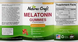Label for Melatonin Gummies Strawberry Flavored