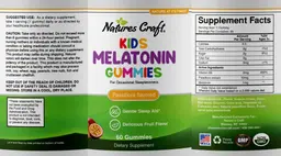 Label for Kids Melatonin Gummies Passiflora Flavored