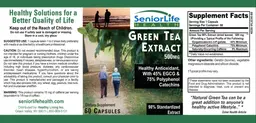 Label for Green Tea Extract 500 mg