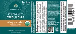 Label for Organic CBD Hemp Cinnamon Oil 40 mg