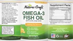 Label for Omega-3 Fish Oil 1200 mg