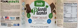 Label for PlentiPlants Creamy Chocolate