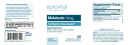 Label for Melatonin 10 mg Natural Fruit Flavor