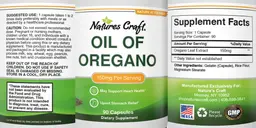 Label for Oil of Oregano 150 mg