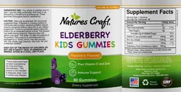 Label for Elderberry Kids Gummies Raspberry Flavored