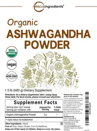 Label for Organic Ashwagandha Powder