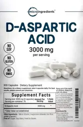 Label for D-Aspartic Acid 3000 mg