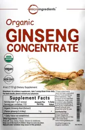 Label for Organic Ginseng Concentrate